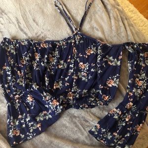 Halter off the shoulder floral long sleeve